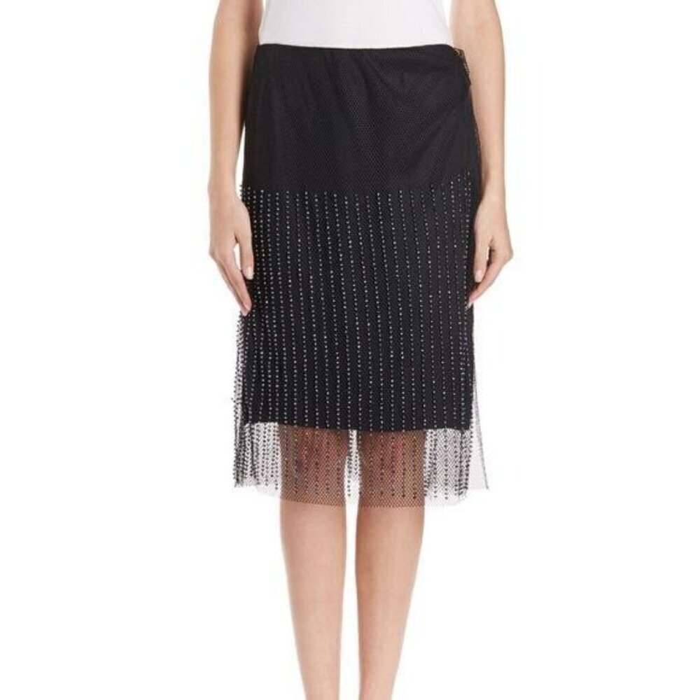 Dries Van Noten Overlay Skirt w/ Jet Beads SIZE 2